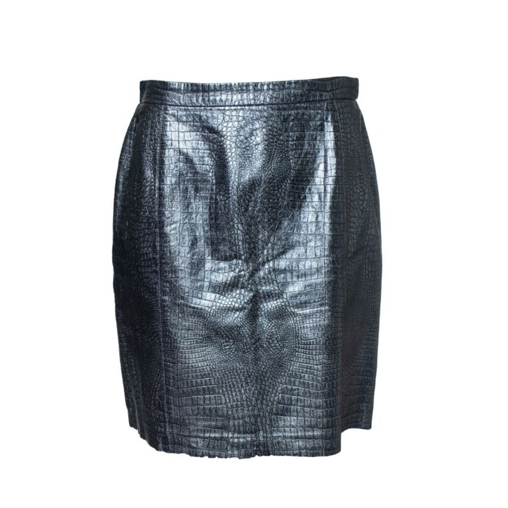 Escada, croc embossed metallic leather skirt